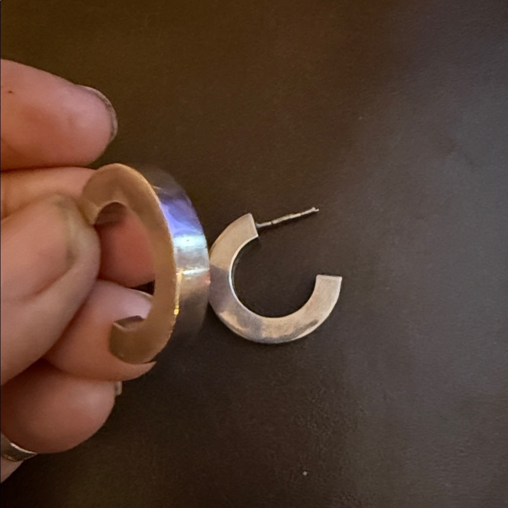 Chunky Sterling Silver thick Hoop Earrings